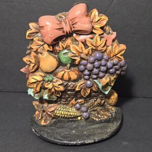 VINTAGE 1991 House Of Lloyd Autumn Basket Cast Iron Doorstop~Fruit‎ Basket